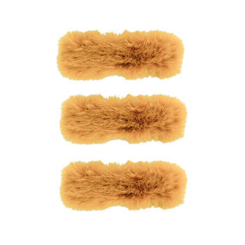 3PK Annabel Trends Hair Clip Faux Fur Women's Accessory 13x5cm - Mustard