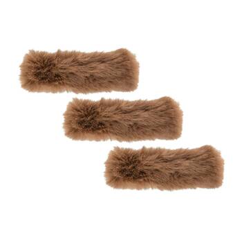 3PK Annabel Trends Womens Faux Fur Hair Clip Accessories 13cm - Brown