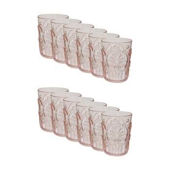 12PK SS Collective Blush Pink Scallop Design Acrylic Tumbler Drinkware 472ml