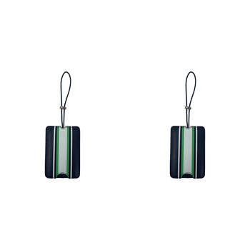 2PK Annabel Trends Stripe Luggage Tag Suitcase Identifier Mens Navy 12cm