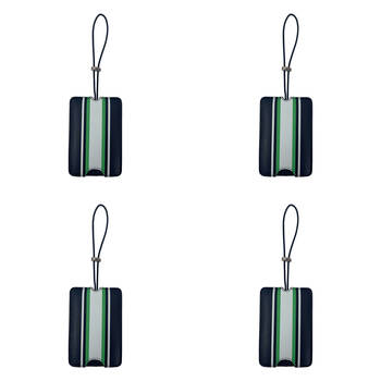 4PK Annabel Trends Stripe Luggage Tag Suitcase Identifier Mens Navy 12cm