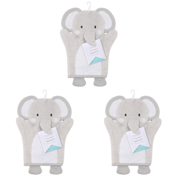 3PK The Peanutshell Elephant Wash Mitt Baby Nursery Decor