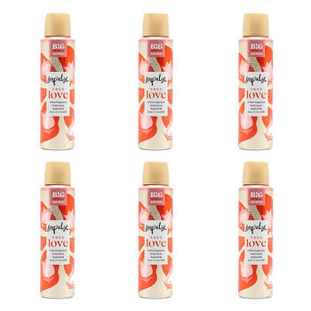 6PK Impulse True Love Inspired By Rose & Coconut Body Spray 150ml