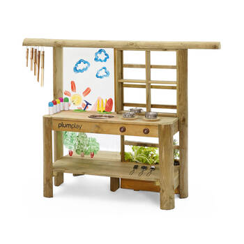 Plum Play Kids/Childrens Outdoor Wooden Mud-Pie Kitchen with Accessories 3Y+