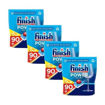 4x 90pc Finish Powerball All in 1 Dishwwasher Tablets Lemon Scent