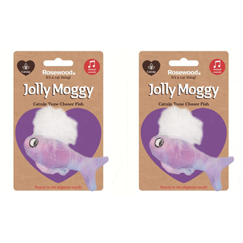 2x Rosewood Catnip Tune Chaser Fish Cat Pet Toy - Purple