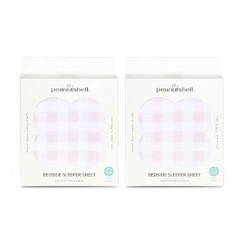 2PK The Peanutshell Forest Dreams Side Sleeper Cot Sheet Pink Gingham 52x90cm