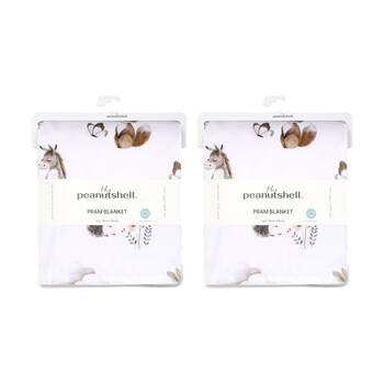 2PK The Peanutshell Forest Dreams Animal Velour Printed Blanket Baby Pink