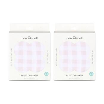 2PK The Peanutshell Forest Dreams Pink Gingham Cot Fitted Sheet 77x135cm