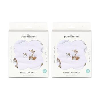 2PK The Peanutshell 100% Jersey Cotton Forest Dreams Cot Fitted Sheet 77x135cm