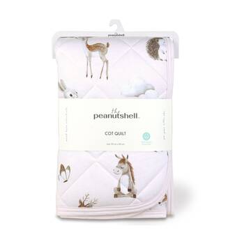 The Peanutshell Forest Animals Dreams Childrens Cot Quilt 90x110cm Pink