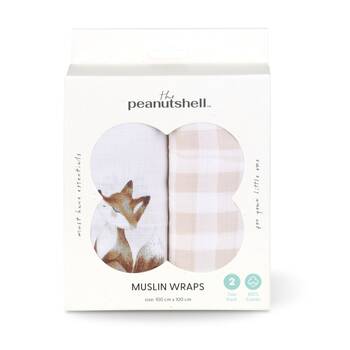 2pc The Peanutshell Forest Dreams Baby Muslin Wraps 100% Cotton Pink/White