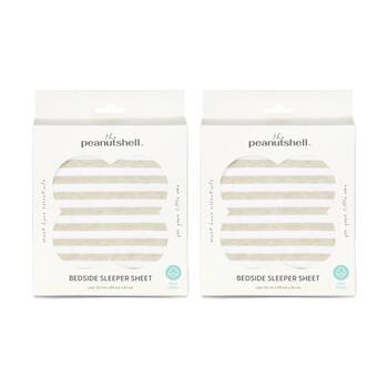 2PK The Peanutshell Safari Dreams Side Sleeper Cot Sheet 52x90cm Tan Stripe