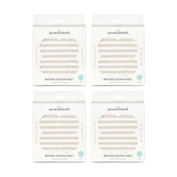 4PK The Peanutshell Safari Dreams Side Sleeper Cot Sheet 52x90cm Tan Stripe