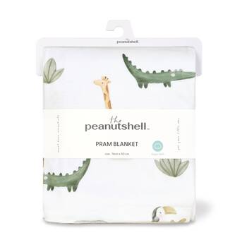 The Peanutshell Safari Dreams Animal Printed Velour Blanket Baby Ivory