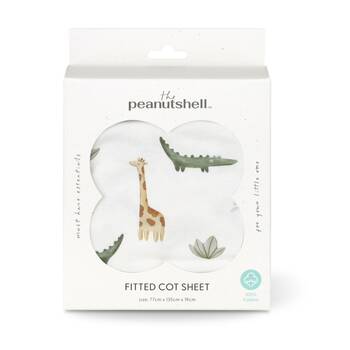 The Peanutshell 100% Jersey Cotton Safari Dreams Cot Fitted Sheet 77x135cm