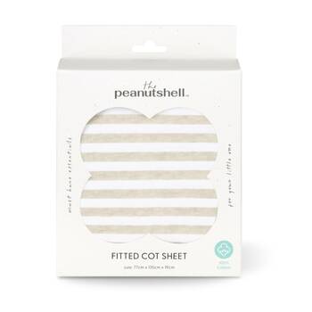 The Peanutshell 100% Jersey Cotton Tan Stripe Cot Fitted Sheet 77x135cm