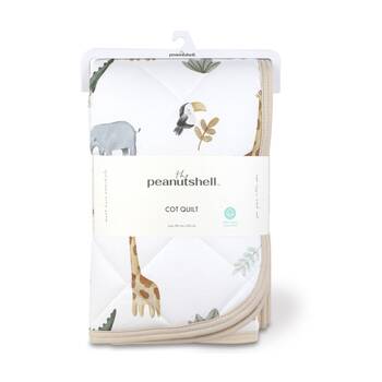 The Peanutshell Safari Animal Dreams Childrens Cot Quilt 90x110cm Beige