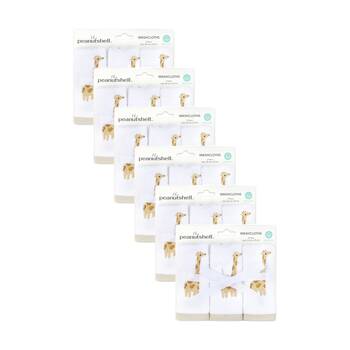 6x 3pc The Peanutshell Safari Dreams Giraffe Childrens Washcloths 100% Cotton