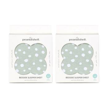 2PK The Peanutshell Green Polka Dot Side Sleeper Cot Sheet 52x90cm