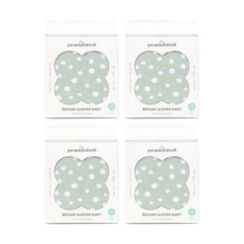 4PK The Peanutshell Green Polka Dot Side Sleeper Cot Sheet 52x90cm