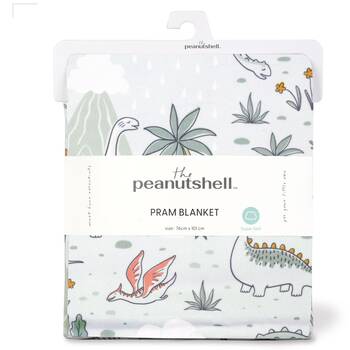 The Peanutshell Dinosaur Animal Printed Velour Blanket Baby Sage Green/White