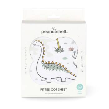 The Peanutshell 100% Jersey Cotton Dinosaur Cot Fitted Sheet 77x135cm