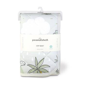 The Peanutshell Dinosaur Childrens Cot Quilt 90x110cm Sage Green