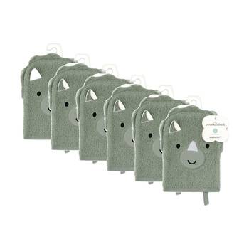 6PK The Peanutshell Dinosaur 100% Cotton Children's Bath Washmit Green