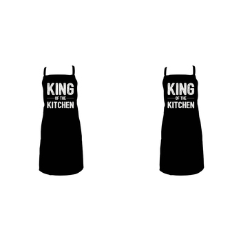 2PK Annabel Trends Screen Print Cotton Apron 60x80cm King of The Kitchen Black