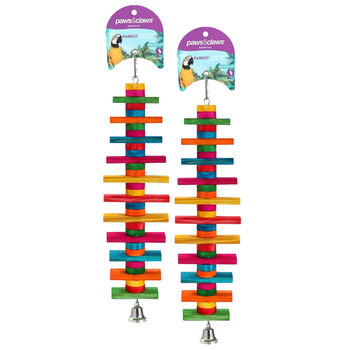 2PK Paws And Claws Parrot Wood Spiral Chew Toy W/ Bell 39X10Cm 