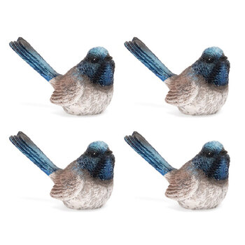 4x Garden 7cm Fairy Wren Bird Ornament Decor - Assorted