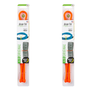 2x 2pc Nite Ize 24in Rubber Gear Tie Blaze Organiser - Orange