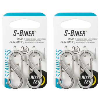 2x 2pc Nite Ize S-Biner 4cm Stainless Steel Dual Carabiner #1 - Silver