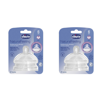 2x Chicco Nursing Baby NaturalFeeling Fast Flow Silicone Teat 6m+