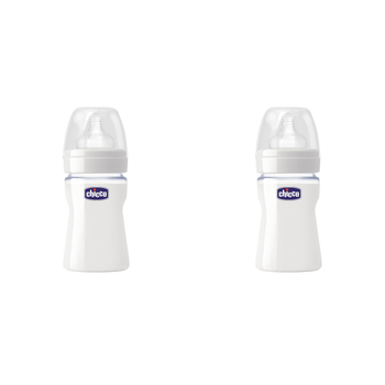 2PK Chicco Nursing Baby 150ml Well-Being Glass Bottle w/Silicone Teat Clear 0m+