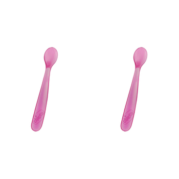 2x 2pc Chicco Nursing Baby Soft Silicone Spoon 6m+ Pink