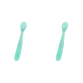 2x 2pc Chicco Nursing Baby Soft Silicone Spoon 6m+ Blue