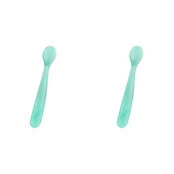 2x 2pc Chicco Nursing Baby Soft Silicone Spoon 6m+ Blue