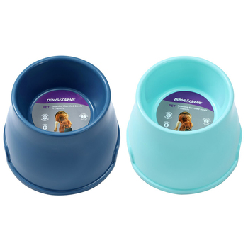 2PK Paws And Claws 1L 23x16cm Pet Essentials Elevated Bowl Large Assorted