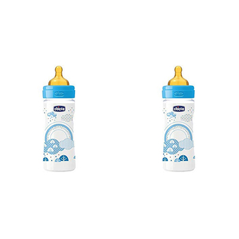 2PK Chicco Nursing Baby Well-Being Latex 250ml Feeding Bottle/Teat 2m+ Boy