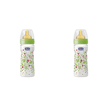 2PK Chicco Nursing Baby Well-Being Latex 250ml Feeding Bottle/Teat 2m+ Unisex