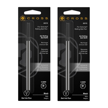 2PK Cross Ink Refill For Selectip Gel Roller Ball Pen 0.5mm - Black