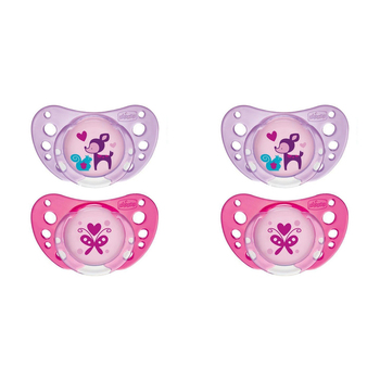 2x 2pc Chicco Nursing Baby Physio Air Latex Soother 6-16m Girl