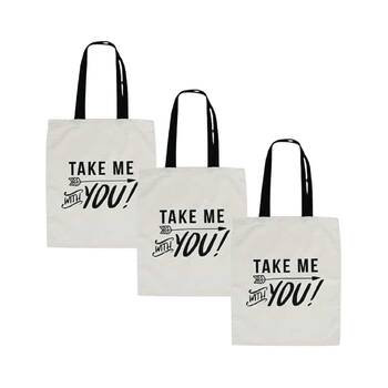 3PK Annabel Trends Womens Canvas Tote Bag 45x40cm - Take Me With You