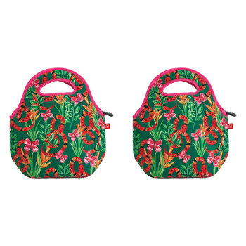 2PK Annabel Trends 30cm Neoprene Lunch Bag Food Storage - Jungle Snake