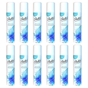 12PK Shelley Deodorant Body Spray Memories 75ml All-Day Odour Control