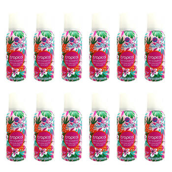 12PK Shelley Instant Refresh Dry Shampoo Spray Tropical For All Hair Types 100ml