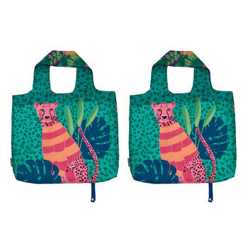 2PK Annabel Trends Reusable Shopping Tote Grocery Bag 50x42cm Cheetah