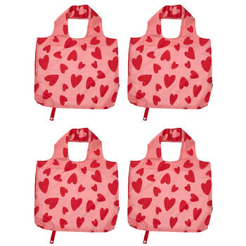 4PK Annabel Trends Reusable Shopping Tote Grocery Bag 50x42cm Love Heart